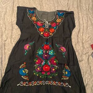 Mexican denim dress. Beautifully embroidered.